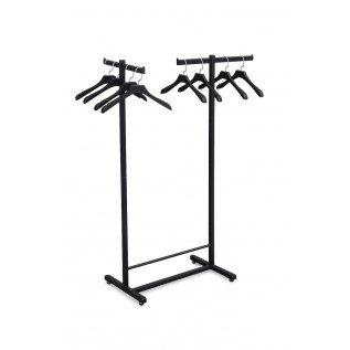 Подвійна підлогова стійка для одягу чорна матова 1330×670×400 мм